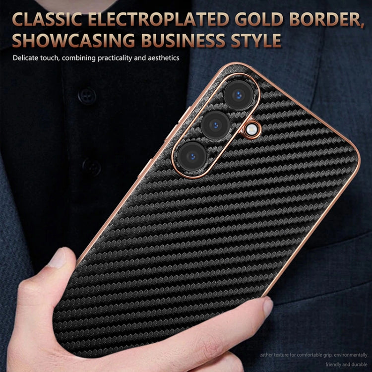 For Samsung Galaxy S25+ 5G AZNS Electroplated Edge Carbon Fiber Texture Phone Case(Brown) - Galaxy S25+ 5G Cases by AZNS | Online Shopping UK | buy2fix