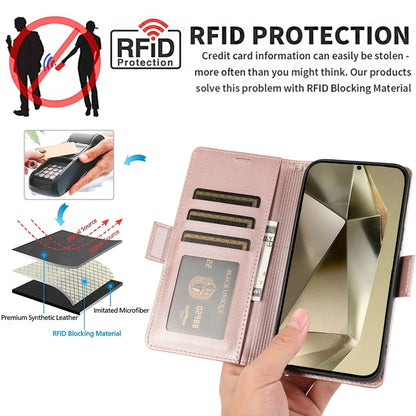 For Samsung Galaxy S25 Ultra 5G Side Buckle RFID Anti-theft Leather Phone Case(Rose Gold) - Galaxy S25 Ultra 5G Cases by buy2fix | Online Shopping UK | buy2fix