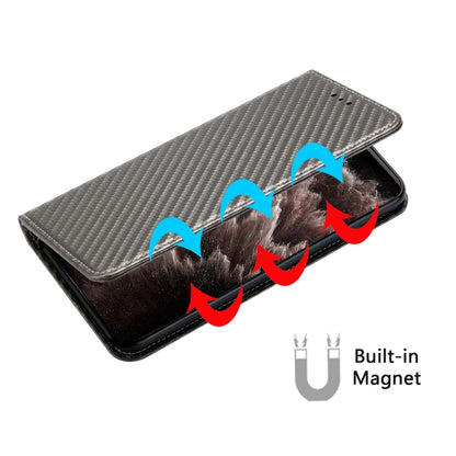 For Samsung Galaxy S25+ 5G Carbon Fiber Texture Magnetic Flip Leather Phone Case(Grey) - Galaxy S25+ 5G Cases by buy2fix | Online Shopping UK | buy2fix