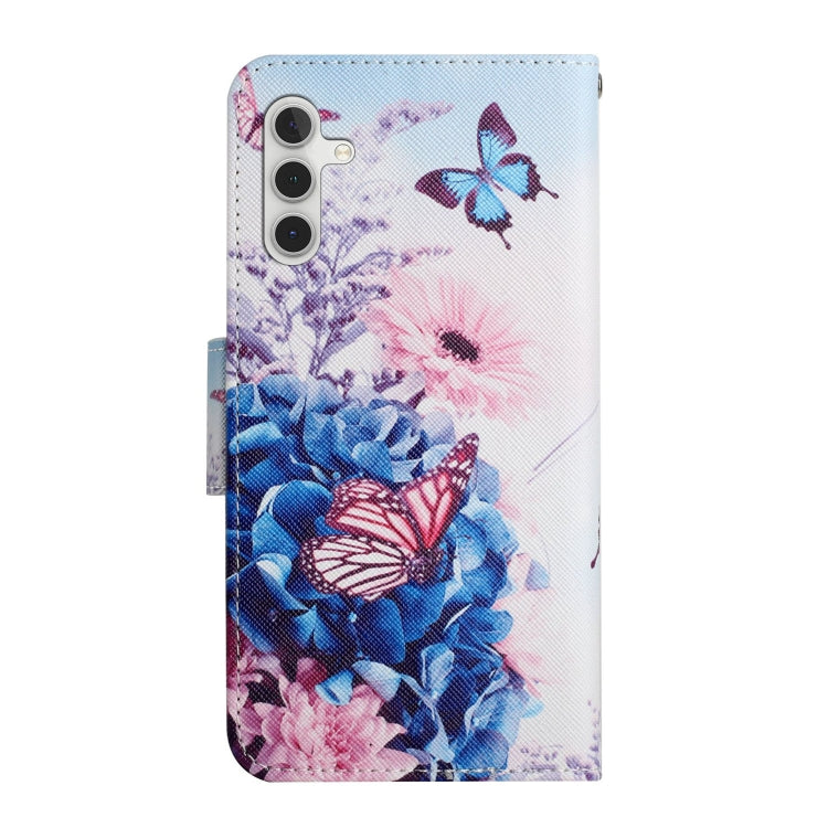 For Samsung Galaxy S25 5G Colored Drawing Pattern Leather Phone Case(Purple Butterfly) - Galaxy S25 5G Cases by buy2fix | Online Shopping UK | buy2fix