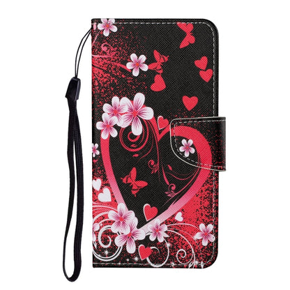 For Samsung Galaxy S25+ 5G Colored Drawing Pattern Leather Phone Case(Red Heart) - Galaxy S25+ 5G Cases by buy2fix | Online Shopping UK | buy2fix