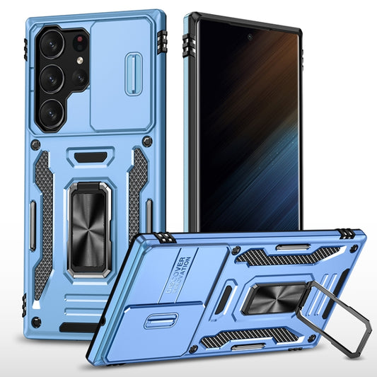 For Samsung Galaxy S25 Ultra 5G Armor PC Hybrid TPU Camera Shield Phone Case(Light Blue) - Galaxy S25 Ultra 5G Cases by buy2fix | Online Shopping UK | buy2fix