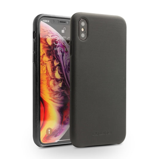 For iPhone XS Max QIALINO Shockproof Cowhide Leather Protective Case(Black) - More iPhone Cases by QIALINO | Online Shopping UK | buy2fix