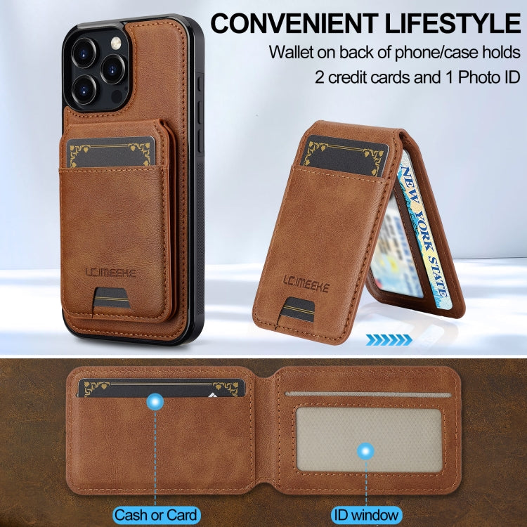 For iPhone 16 Pro LC.IMEEKE L3 Series Detachable RFID Card Bag Magsafe Phone Case(Brown) - iPhone 16 Pro Cases by LC.IMEEKE | Online Shopping UK | buy2fix