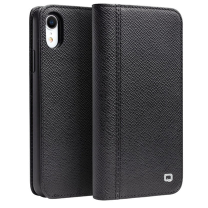 For iPhone XR QIALINO 2 in 1 Cross Texture Top-grain Leather  + PC + TPU Horizontal Flip Leather Case with Holder & Card Slots(Black) - More iPhone Cases by QIALINO | Online Shopping UK | buy2fix