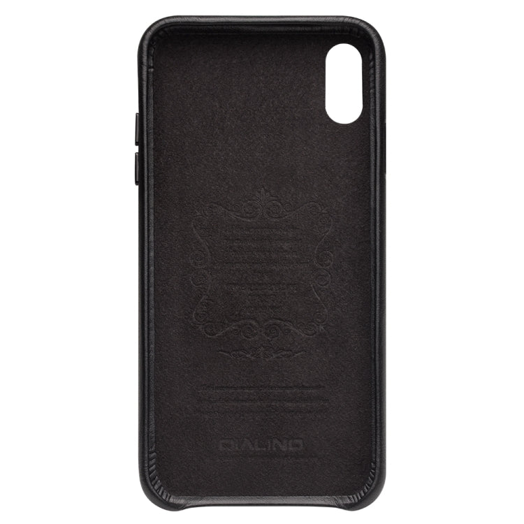 For iPhone XS QIALINO Shockproof Weave Cowhide Leather Protective Case(Black) - More iPhone Cases by QIALINO | Online Shopping UK | buy2fix