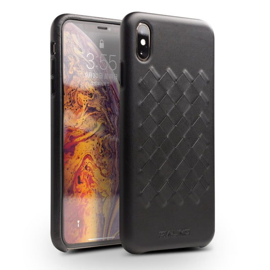 For iPhone XS Max QIALINO Shockproof Weave Cowhide Leather Protective Case(Black) - More iPhone Cases by QIALINO | Online Shopping UK | buy2fix