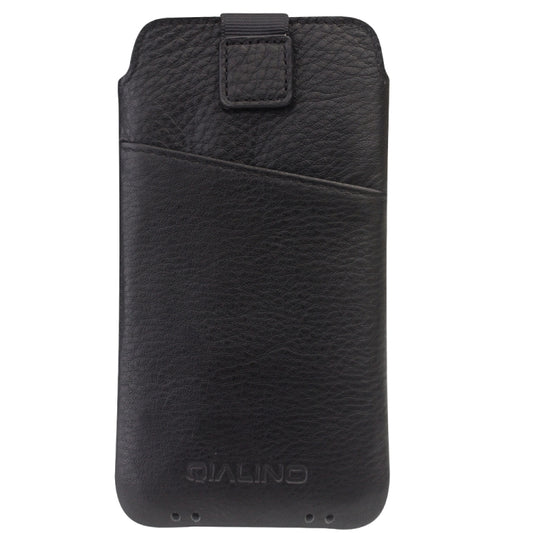For iPhone XS Max QIALINO Nappa Texture Top-grain Leather Liner Bag with Card Slots(Black) - More iPhone Cases by QIALINO | Online Shopping UK | buy2fix