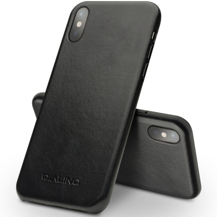 For iPhone XS Max QIALINO Shockproof Kangaroo Skin Leather Protective Case(Black) - More iPhone Cases by QIALINO | Online Shopping UK | buy2fix