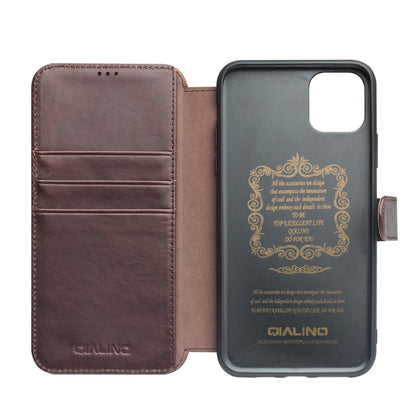 For iPhone 11 Pro QIALINO Business Magnetic Buckle Horizontal Flip Leather Case with Card Slots(Dark Brown) - iPhone 11 Pro Cases by QIALINO | Online Shopping UK | buy2fix