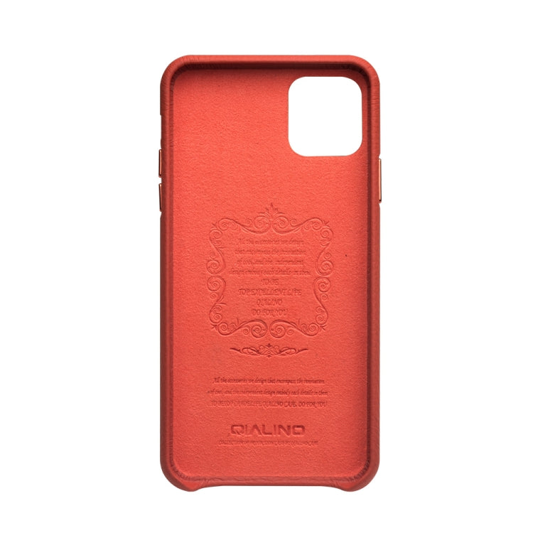 For iPhone 11 Pro Max QIALINO Shockproof Top-grain Leather Protective Case(Orange) - iPhone 11 Pro Max Cases by QIALINO | Online Shopping UK | buy2fix