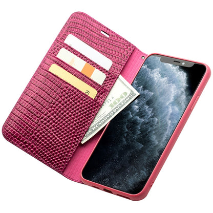For iPhone 11 Pro Max QIALINO Crocodile Texture Horizontal Flip Leather Case with Wallet & Card Slots(Rose Red) - iPhone 11 Pro Max Cases by QIALINO | Online Shopping UK | buy2fix
