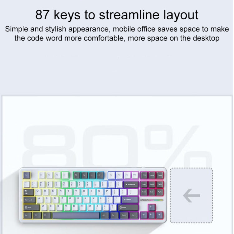 AULA F87 Pro 87 Keys Wired/2.4G/Bluetooth Three Model Customized RGB Mechanical Keyboard(Ash Wood Shaft V4) - Wireless Keyboard by AULA | Online Shopping UK | buy2fix