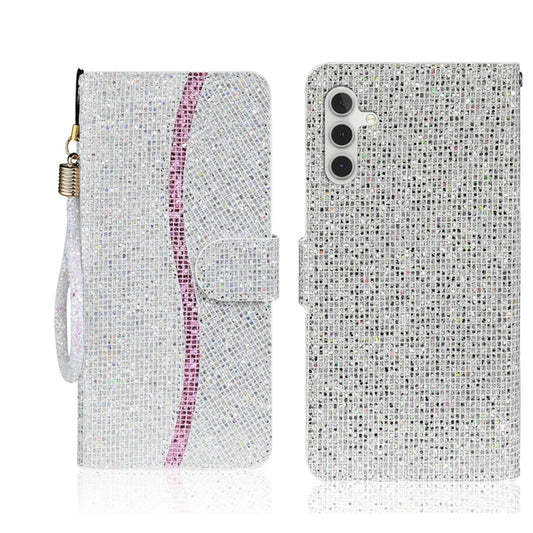 For Samsung Galaxy S25+ 5G Glitter Powder Filp Leather Phone Case(Silver) - Galaxy S25+ 5G Cases by buy2fix | Online Shopping UK | buy2fix