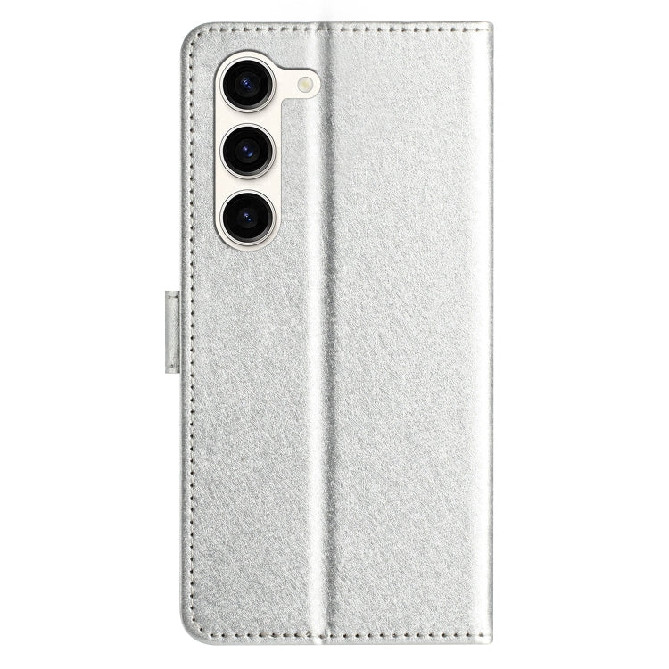 For Samsung Galaxy S25 5G Silk Texture Horizontal Flip Leather Phone Case(Silver) - Galaxy S25 5G Cases by buy2fix | Online Shopping UK | buy2fix