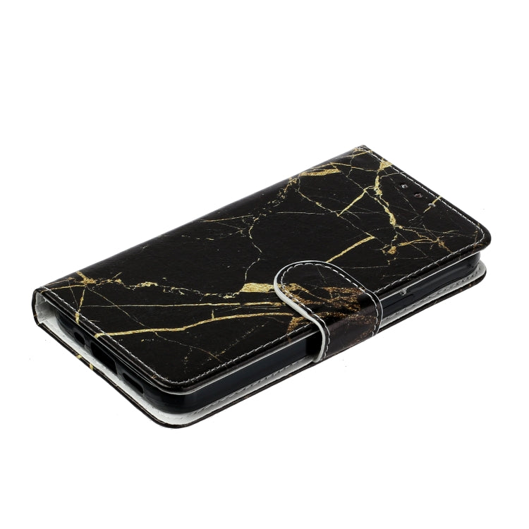 For Samsung Galaxy S25 5G Colored Drawing Marble Pattern Leather Phone Case(Black Gold Marble) - Galaxy S25 5G Cases by buy2fix | Online Shopping UK | buy2fix