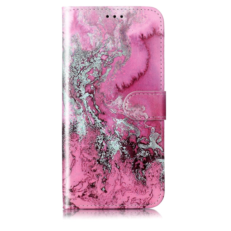 For Samsung Galaxy S25 5G Colored Drawing Marble Pattern Leather Phone Case(Pink Seawater) - Galaxy S25 5G Cases by buy2fix | Online Shopping UK | buy2fix