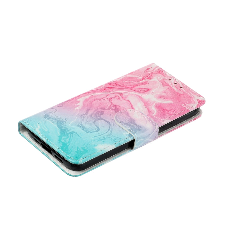 For Samsung Galaxy S25+ 5G Colored Drawing Marble Pattern Leather Phone Case(Pink Green Marble) - Galaxy S25+ 5G Cases by buy2fix | Online Shopping UK | buy2fix