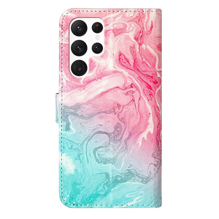 For Samsung Galaxy S25 Ultra 5G Colored Drawing Marble Pattern Leather Phone Case(Pink Green Marble) - Galaxy S25 Ultra 5G Cases by buy2fix | Online Shopping UK | buy2fix