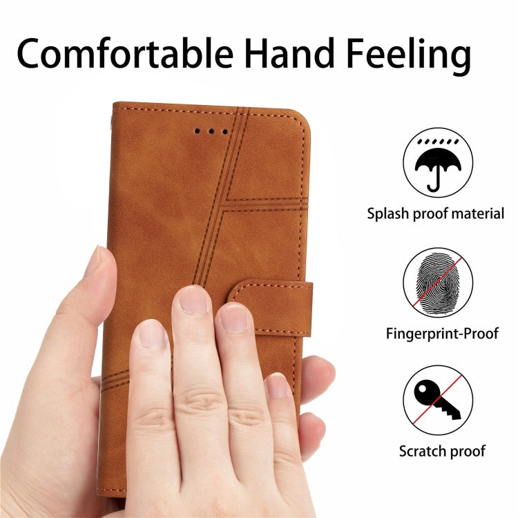 For Samsung Galaxy S25 5G Skin-feel Stitching Leather Phone Case(Brown) - Galaxy S25 5G Cases by buy2fix | Online Shopping UK | buy2fix