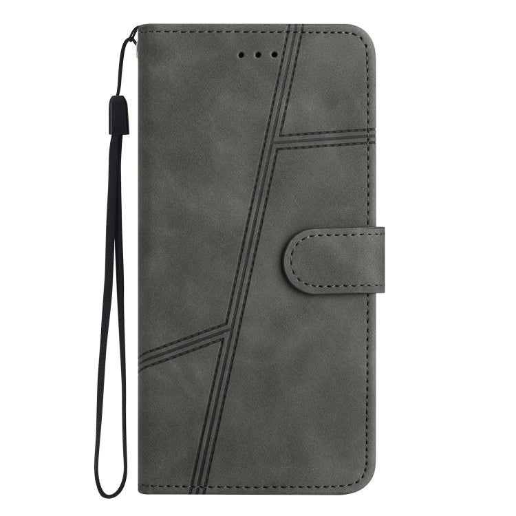 For Samsung Galaxy S25+ 5G Skin-feel Stitching Leather Phone Case(Grey) - Galaxy S25+ 5G Cases by buy2fix | Online Shopping UK | buy2fix