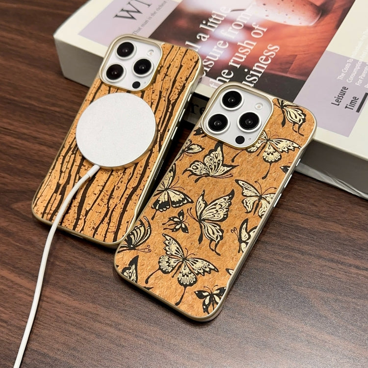 For iPhone 16 Pro Denior A18 WoodenPaint MagSafe Phone Case(Butterflies) - iPhone 16 Pro Cases by Denior | Online Shopping UK | buy2fix