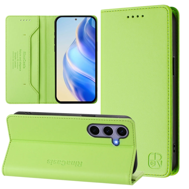 For Samsung Galaxy S24+ / S25+ 5G RC01 Dual-Folded Magnetic Suction RFID Leather Phone Case(Grass Green) - Galaxy S25+ 5G Cases by buy2fix | Online Shopping UK | buy2fix