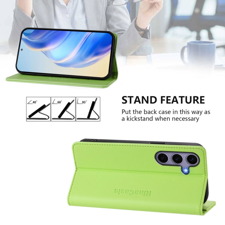 For Samsung Galaxy S24+ / S25+ 5G RC01 Dual-Folded Magnetic Suction RFID Leather Phone Case(Grass Green) - Galaxy S25+ 5G Cases by buy2fix | Online Shopping UK | buy2fix