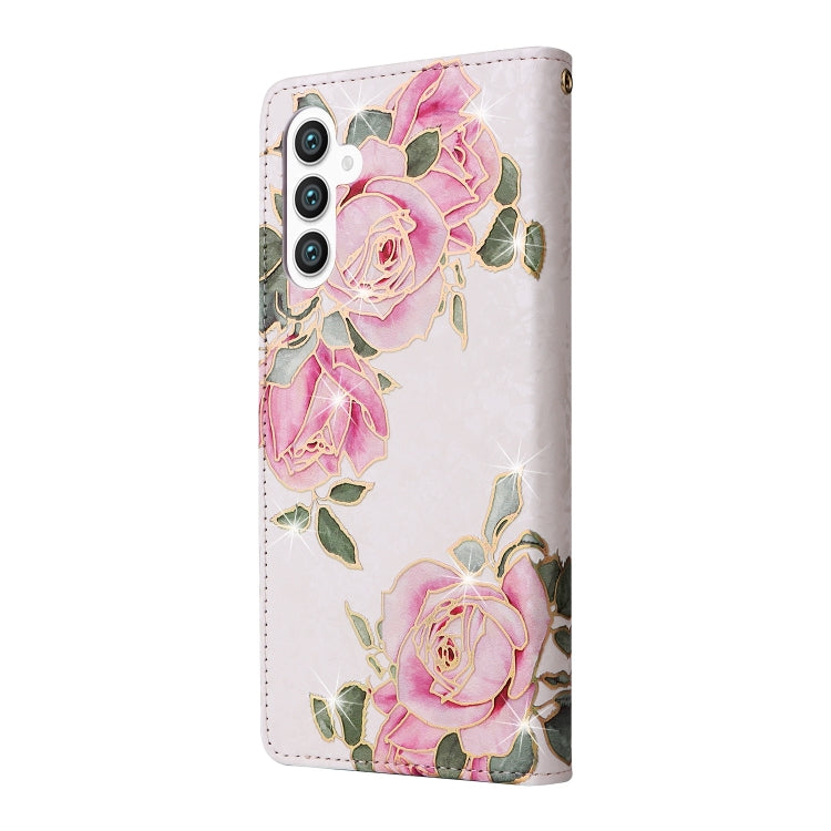 For Samsung Galaxy S25+ 5G Bronzing Painting RFID Leather Phone Case(Rose Flower) - Galaxy S25+ 5G Cases by buy2fix | Online Shopping UK | buy2fix