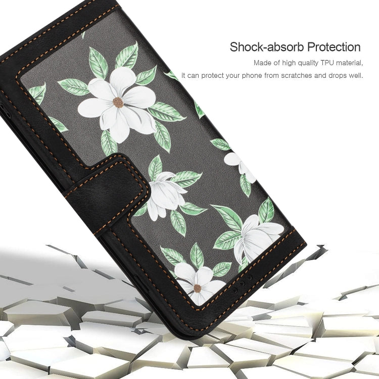 For Samsung Galaxy S25 Ultra 5G Floral Pattern Leather Phone Case with Lanyard(Black) - Galaxy S25 Ultra 5G Cases by buy2fix | Online Shopping UK | buy2fix