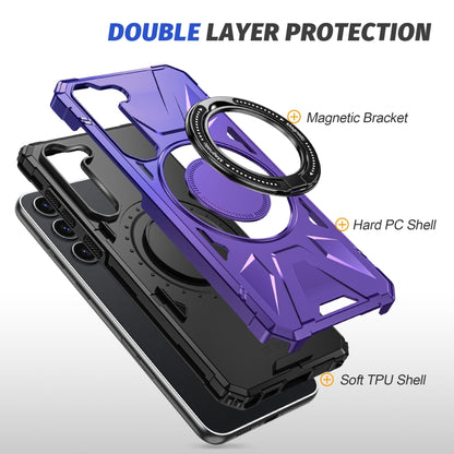 For Samsung Galaxy S25+ 5G MagSafe Magnetic Shockproof Phone Case with Ring Holder(Purple) - Galaxy S25+ 5G Cases by buy2fix | Online Shopping UK | buy2fix