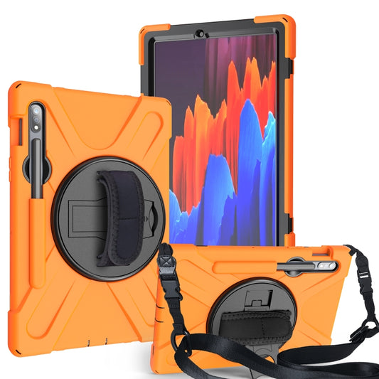 For Samsung Galaxy Tab S9 / Galaxy Tab S8 / Galaxy Tab S7 (2020) T870 Shockproof Colorful Silicone + PC Protective Case with Holder & Shoulder Strap & Hand Strap & Pen Slot(Orange) - Galaxy Tab S8 Cases by buy2fix | Online Shopping UK | buy2fix