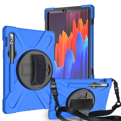 For Samsung Galaxy Tab S9 / Galaxy Tab S8 / Galaxy Tab S7 (2020) T870 Shockproof Colorful Silicone + PC Protective Case with Holder & Shoulder Strap & Hand Strap & Pen Slot(Blue) - Galaxy Tab S8 Cases by buy2fix | Online Shopping UK | buy2fix