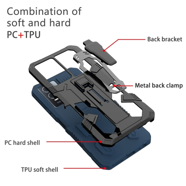 For Samsung Galaxy S25 Ultra 5G Armor Warrior Shockproof PC + TPU Phone Case(Blue) - Galaxy S25 Ultra 5G Cases by buy2fix | Online Shopping UK | buy2fix