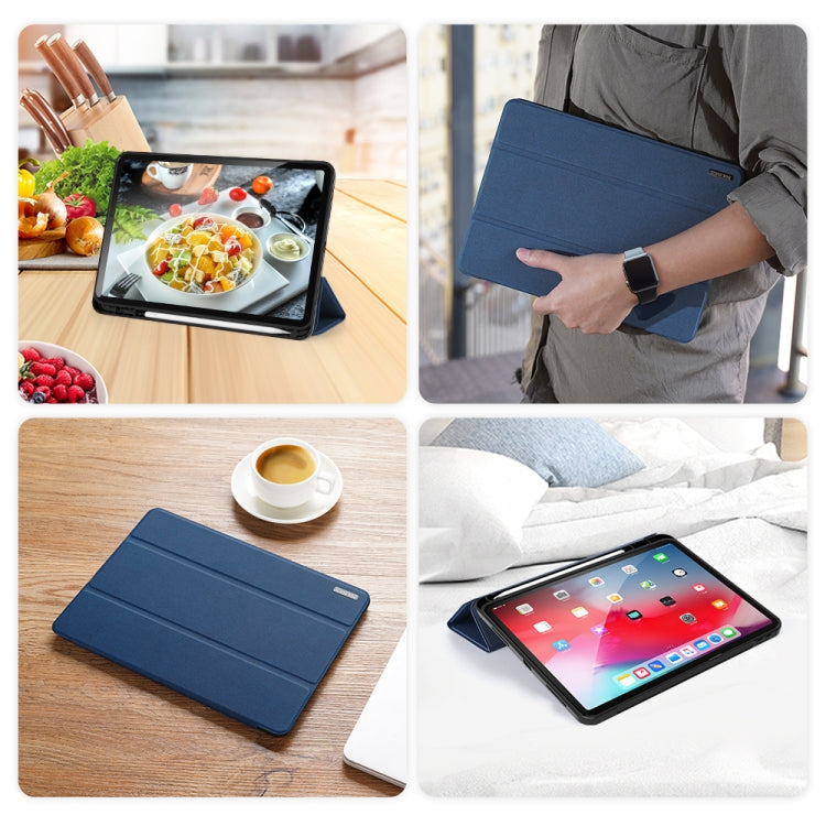 For iPad Air 11 2024 / 2022 / 2020 10.9 DUX DUCIS Domo Series Horizontal Flip Magnetic TPU + PU Leather Case with Three-folding Holder & Pen Slot(Blue) - iPad Air (2022) / (2020) 10.9 Cases by DUX DUCIS | Online Shopping UK | buy2fix