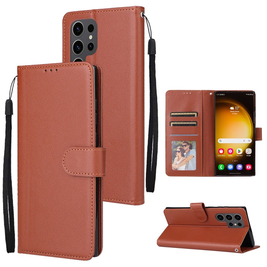 For Samsung Galaxy S25 Ultra 5G 3-Card Slots Multifunctional Leather Phone Case(Brown) - Galaxy S25 Ultra 5G Cases by buy2fix | Online Shopping UK | buy2fix