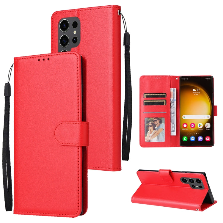 For Samsung Galaxy S25 Ultra 5G 3-Card Slots Multifunctional Leather Phone Case(Red) - Galaxy S25 Ultra 5G Cases by buy2fix | Online Shopping UK | buy2fix