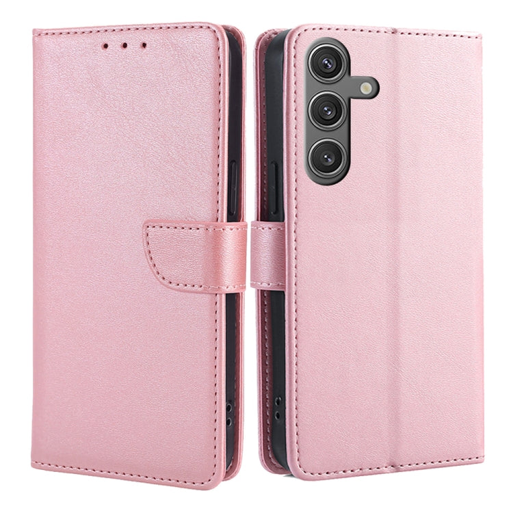 For Samsung Galaxy S25 5G Calf Texture Buckle Flip Leather Phone Case(Rose Gold) - Galaxy S25 5G Cases by buy2fix | Online Shopping UK | buy2fix