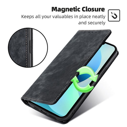 For Samsung Galaxy S25 5G RFID Anti-theft Brush Magnetic Leather Phone Case(Black) - Galaxy S25 5G Cases by buy2fix | Online Shopping UK | buy2fix