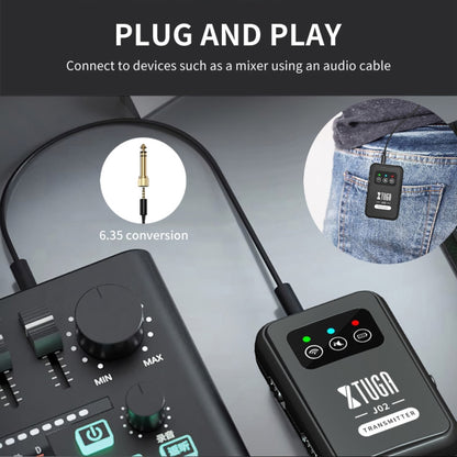 XTUGA J02 2.4G Stereo Wireless In-Ear Mini Monitor System with Transmitter & Receiver(Black) - Microphone by XTUGA | Online Shopping UK | buy2fix