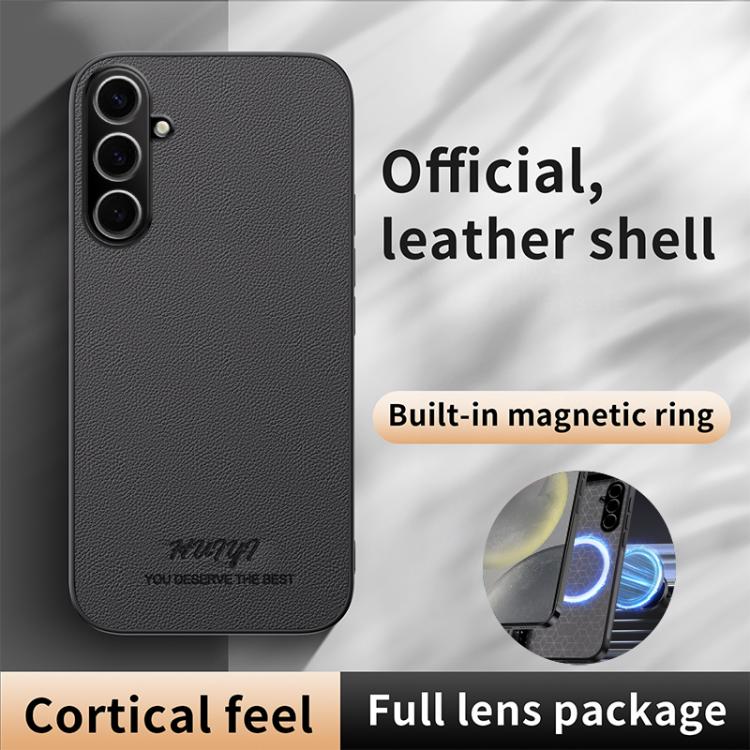 For Samsung Galaxy S25+ 5G HUIYI Leather Magnetic Phone Case(Black) - Galaxy S25+ 5G Cases by buy2fix | Online Shopping UK | buy2fix