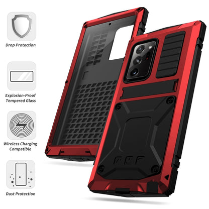 For Samsung Galaxy Note 20 Ultra R-JUST Shockproof Waterproof Dust-proof Metal + Silicone Protective Case with Holder(Red) - Galaxy Note20 Cases by R-JUST | Online Shopping UK | buy2fix