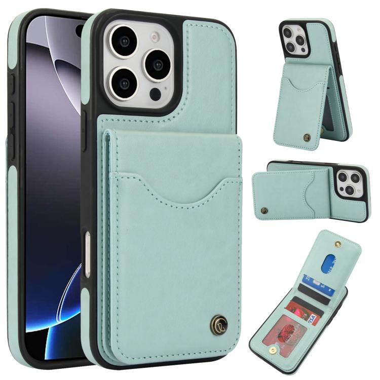 For iPhone 16 Pro Max AwQuer Vertical Flip Card Bag Holder Leather Phone Case(Green) - iPhone 16 Pro Max Cases by Awquer | Online Shopping UK | buy2fix