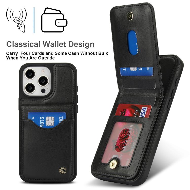 For iPhone 16 Pro AwQuer Vertical Flip Card Bag Holder Leather Phone Case(Black) - iPhone 16 Pro Cases by Awquer | Online Shopping UK | buy2fix