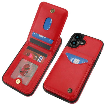 For iPhone 16 AwQuer Vertical Flip Card Bag Holder Leather Phone Case(Red) - iPhone 16 Cases by Awquer | Online Shopping UK | buy2fix