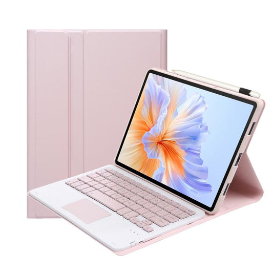 For Honor Pad V9 AH27-A Ultra-thin Detachable Bluetooth Keyboard Leather Tablet Case with Touchpad(Pink White) - Huawei Keyboard by buy2fix | Online Shopping UK | buy2fix