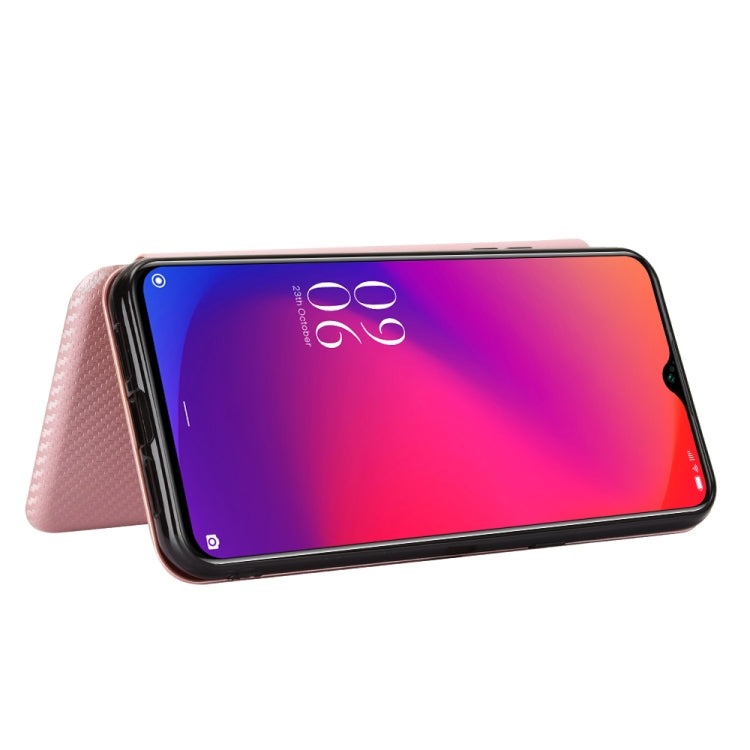 For Doogee X95 Carbon Fiber Texture Horizontal Flip TPU + PC + PU Leather Case with Card Slot & Lanyard(Pink) - More Brand by buy2fix | Online Shopping UK | buy2fix