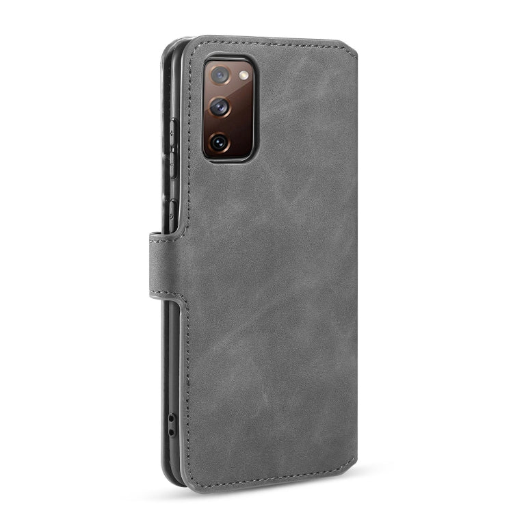 For Samsung Galaxy S20 FE DG.MING Retro Oil Side Horizontal Flip Case with Holder & Card Slots & Wallet(Grey) - Galaxy S20 FE Cases by DG.MING | Online Shopping UK | buy2fix