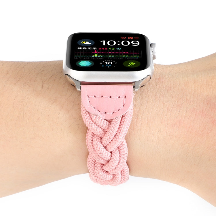 Elastic Woven Watch Band For Apple Watch Ultra 49mm&Watch Ultra 2 49mm / Series 9&8&7 45mm / SE 3&SE 2&6&SE&5&4 44mm / 3&2&1 42mm, Length:160mm(Pink) - Watch Bands by buy2fix | Online Shopping UK | buy2fix