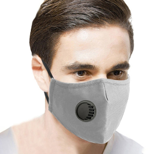 For Men Women Washable Replaceable Filter Breath-Valve PM2.5 Dustproof Face Mask(Grey) - Protect Case by buy2fix | Online Shopping UK | buy2fix